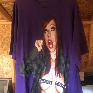 RARE! Quality Control tee with hot red head girl